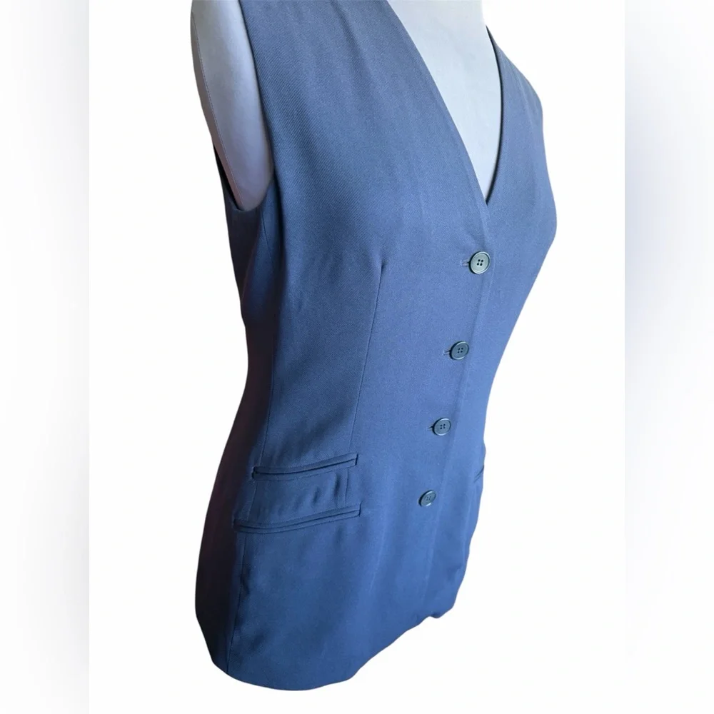 Vintage 90s Ann Taylor Navy Longline Tunic Vest – Made in USA - Picture 3 of 6